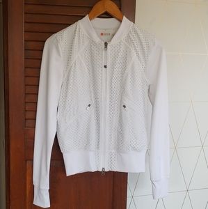 zella athletic white zip up, xsmall